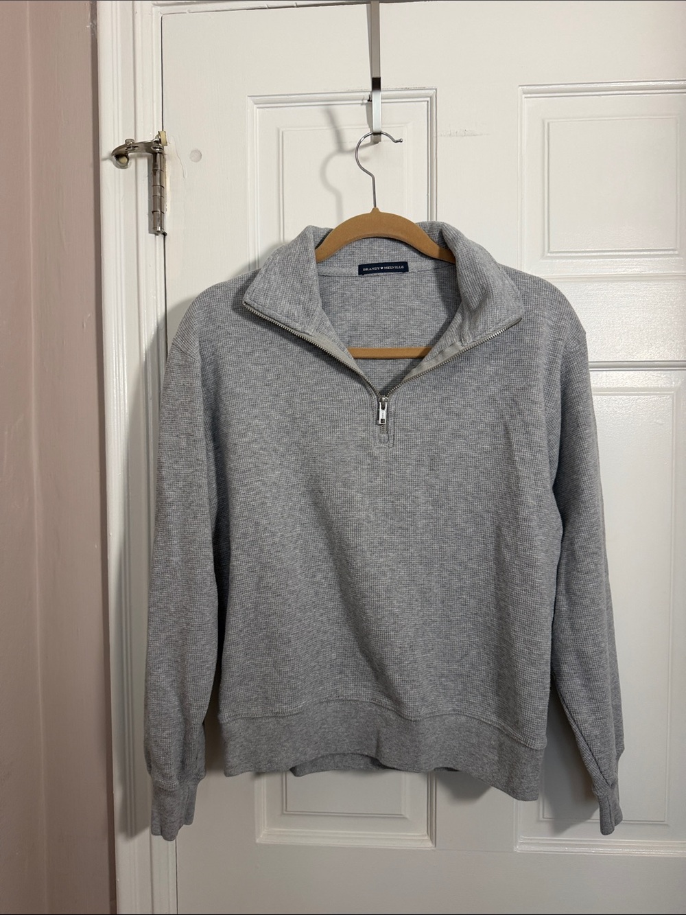 Brandy Melville Light Gray Quarter-Zip Long Sleeve Pullover - Picture 1 of 3